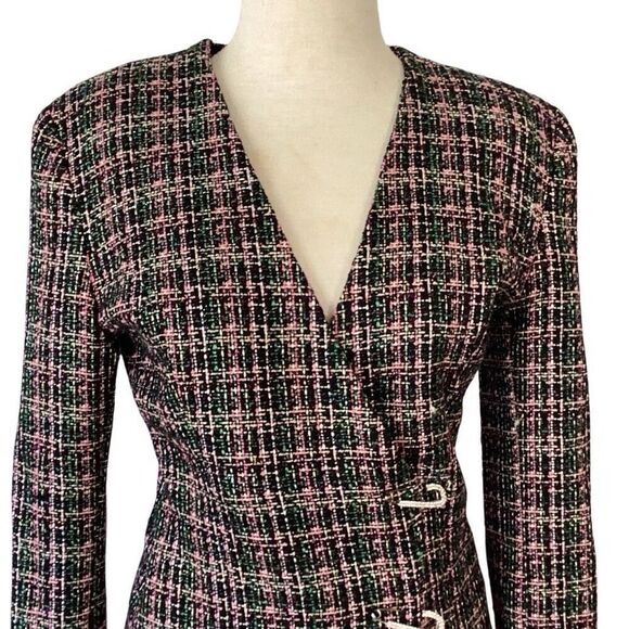 NWT Zara Tweed Textured Blazer Dress Women’s Large Lined Metallic Crystal Closur - Picture 3 of 9
